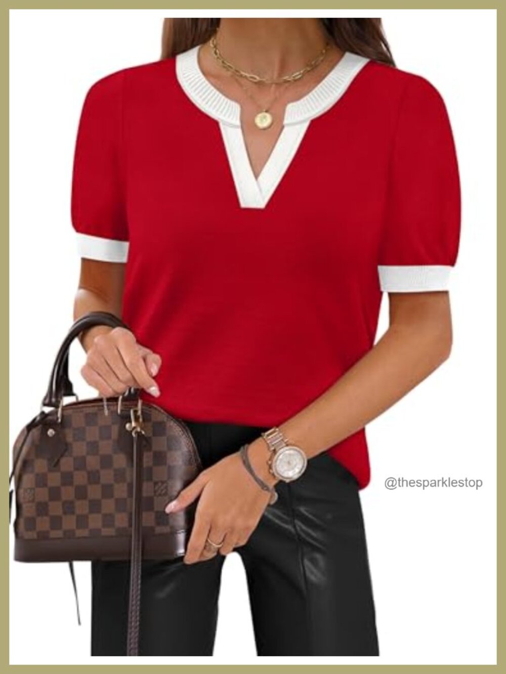 Womens Short Sleeve V Neck Lightweight Knit Sweater Business Casual Top
